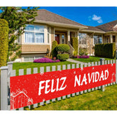 Large Feliz Navidad Banner, Spanish Merry Christmas Banner, Holiday And Christmas Party Supplies Decorations, Indoor Outdoor (9.8 X 1.5 Feet)