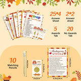 139 Pcs Thanksgiving Party Games Set Friendsgiving Game Decorations Turkey Trivia Scramble Activities Paper Cards For Adults Family Word Search Card Harvest Festival Fall Holiday Supplies Favors