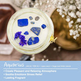 Aquarius Zodiac Crystal Candle Gift For Women - Astrology Birthday Natural Soy Violets Scented Candle With Flowers And Lazurite Healing Crystals For Mom, Sister, Friends