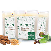 Set Of 3 Long-Lasting Money Financial Freedom Smudge Candles - 10.5 Oz - 42-Hour Burn - Made With Soy Wax And Sage Herbs - Candle For House Energy Cleansing & Manifestation
