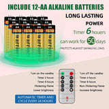 6 Pack Flameless 8.7'' Window Candles +6 Wreath(With Bows/Bells)+12 Aa Batteries(Include)+ 6 Suction Cups+ 6 Golden Candleholders. Battery Powered Ivory Taper Candle With Remote And Timer