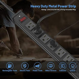 24-Outlet Heavy Duty Metal Power Strip with 10FT Extension Cord and Wall Mount