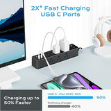 Desk Clamp Power Strip 9 Outlets 8 USB Ports 4 USB C 40W Fast Charging 10FT Extension Cord