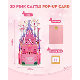 Castle Pop Up Card For Girl - 3D Valentine'S Day Card With Envelope, Happiest Place On Earth, Cartoon Decor Gifts For Kids Daughter Sister Niece Women On Birthday Valentines All Occasion