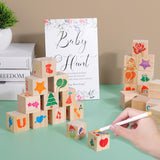 80Pc Baby Shower Guest Book Alternative - Diy Wood Block Decorating Kit For Nursery Decor - 50 Cubes, 24 Markers, Sign & 5 Stencils - Creative Keepsake For Gender Reveal & Party Activity