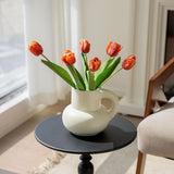 6Pcs Artificial Tulips Flowers Burgundy Fake Silk Tulips Flower Realistic Faux Tulip Flores For Wedding Decorations Table Centerpieces Flower Arrangement Dresser Vase Home Room Decor (Burgundy)