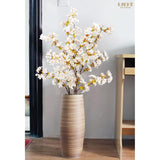 Silk Cherry Blossom Branches, 39.3In Artificial Cherry Blossom Tree Stems, Fake Plum Blossom Flowers Arrangement For Wedding Home Japanese Decor, Set Of 3, White