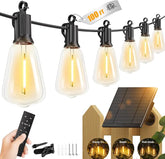 100FT Solar String Lights with Remote 31 Shatterproof LED Bulbs Dimmable Patio Lights