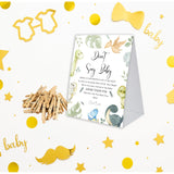 Don'T Say Baby Game For Baby Shower, 50 Wooden Clothespins And One Sign, Cartoon Dinosaur Theme, Pins For Baby Shower Decorations, Gender Reveal Games, Baby Shower Supplies-Bb27