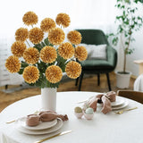 23 Inch Tall Chrysanthemum Fake Mums Flowers For Decoration Rustic Flowers Artificial Chrysanthemum Flower Arrangement For Home Office Wedding Table Decor- Fake Gold Flowers Faux Mum 4 Pack