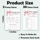 The Price Is Right & Predictions Advice Theme Baby Shower Game Activities-30 Pink Bow & Flowers Double-Sided Game Cards(5’’X7 ’’) For Boys & Girls-Gender Natural Decorations & Supplies-A05