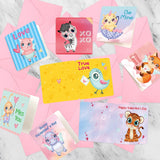 Mini Valentines Day Cards Assortment Bulk 3 X 3Inch Small Happy Valentine'S Day Greeting Cards With Envelopes Lunch Notes For Kids Classroom School Exchange