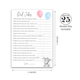 Dad Jokes Gender Reveal Party Game, Daddy Jokes Baby Shower Trivia Games — Pack Of 25 — Fun Dad Joke Game, Elephant Pink Or Blue, Funny Trivia, Baby Sprinkle, Co-Ed Couples Shower, Birthday G510-Djk