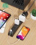 2 Pack Surge Protector Power Strip with 6 Outlets 4 USB Ports 5FT Extension Cord