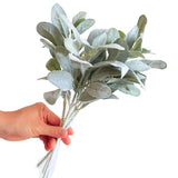 Artificial Flocked Lambs Ear Leaves Dusty Miller Stems Flocked Oak Leaves Lamb'S Ear Foliage For Home Wedding Diy Floral Arrangement (Silver Lamb'S Ear, 5)