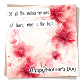 Beautiful Floral Mother'S Day Card For Mother-In-Law - Pink Flower Design - You Are The Best Mother-In-Law - Mother'S Day Card From Daughter-In Law