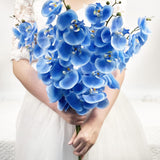 37 In Artificial Orchids Flowers Real Touch Artificial Flowers Faux Orchid Latex Silk 4 Pcs Long Stem Artificial Flowers For Tall Vase For Wedding Home Party Décor(Blue)