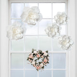 White Paper Flowers Artificial 3D Wall Décor Wedding Birthday Bridal Baby Shower Nursery Room Backdrop Table Centerpieces Party Decorations Supplies