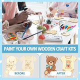 24 Set Bear Baby Shower Activity Supplies Wooden Painting Kit For Adults We Can Bearly Wait Baby Shower Decorations Gender Reveal Party Favors Guests Prize Gift Goodie Bag Stuffers
