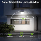 2 Pack 202 LED Solar Flood Lights with Remote Motion Sensor Security Lights Waterproof