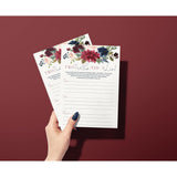 2 Truths And 1 Lie Navy Burgundy 50 Pack Floral Bridal Wedding Shower Or Bachelorette Party Game - Fun And Interactive Icebreaker Activity For Guests