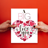 "A Big I Love You" Big Valentine'S Day Greeting Cards And Envelopes – 8.5" X 11" Large Jumbo Size Valentines Card, Extra Big Huge Oversized Cards For Husband, Wife, Boyfriend, Girlfriend – 2 Per Pack
