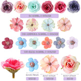 342 Pcs Valentine Flower And Butterfly Diy Set Small Silk Fake Rose Daisy Head Gold Butterfly For Graduation Cap Decor 3D Artificial Flowers Embellishments Bulk For Wedding Bouquet