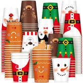 200 Pcs Christmas Paper Cups Xmas Disposable Coffee Cups 9 Oz Santa Snowman Elk Disposable Christmas Paper Drinkware For Tea Beverage Cocoa Cold Hot Drink