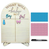 Wooden Baby Gender Reveal Voting Board, Gender Reveal Decorations With Stand - Boy Or Girl Guessing Game Sign - Cute Pink Bow & Blue Necktie Design Gender Reveal Games For Party Guests
