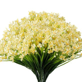 10 Bundles Artificial Daffodils Flowers, Fake Artificial Greenery Uv Resistant No Fade Faux Plastic Flowers For Wedding Bridal Bouquet Outdoor Home Garden Kitchen Office Table Vase(Yellow)