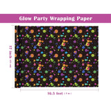 Glow Party Wrapping Paper Roll - Mini Roll - 17 Inch X 16.5 Feet - Bright Neon Wrapping Paper For Glow Party, Black Light, Birthday, Baby Shower