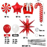 149 Pcs Christmas Balloon Garland Arch Kit, Red White Balloon Candy Cane Balloons Gift Box Balloons For Christmas Party Decorations