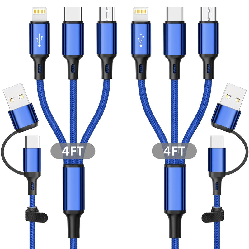 Multi Charging Cable 2Pack, 6 In 1 Usb C Multi Charger Cable Nylon Braided Mul