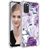 TPU Soft Rubber Four Corners Reinforced Anti-Fall Mobile Phone Case Cover for Samsung Galaxy A03S/Galaxy A02S, Purple Flower