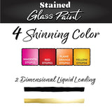 DecoArt Stained Glass Acrylic Paint Set – Warm Colors, Set of 6 (2 fl oz Bottles) – Transparent Glass Paints, Windows & Creative DIY Projects