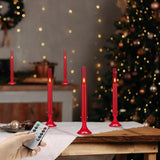 Red Flameless Taper Candles With Remote And Timer,3D Flickering Flameless Candles With Holders, 6 Pack Led Battery Operated Candlesticks 9.25"X0.75" For Christmas, Valentine’S Day Decor