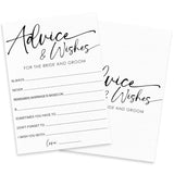 Bridal Shower Game Card Set - Advice & Wishes - 50 Minimalist White Game Cards For Wedding Shower - Bachelorette Party Decor & Fun Activities For Bride & Groom - A02