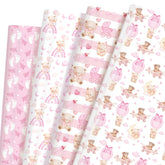 12 Sheet Pink Bear Wrapping Paper For Baby Shower, 19.7 X 27.6 In - Pink Baby Girl Gift Wrap Paper With Cute Feet For Baby Shower, Gender Reveal, Girls Birthday, Bachelorette Party, Diy Craft