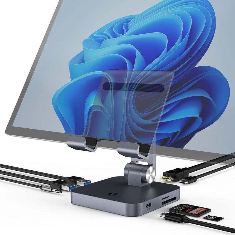 8 In 1 Ipad Pro Usb C Hub, With Foldable Tablet Stand, 100W Power Delivery, 4K
