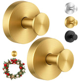 Suction Cup Hooks For Wreaths, Removable Towel Hooks For Bathrooms, Kitchen, Glass, Window & Tile, Wreath Hangers For Front Doors, Christmas Decorations, No Drill Required - 2 Pack, Gold