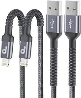 2 Pack 6FT Nylon Braided Lightning Fast Charging Cable for iPhone 14 13 12 11 iPad