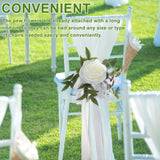 Fqqwee 6Pcs Wedding Aisle Chair Decorations White Rose Floral Wedding Chair Back Flowers With Leaves And Ribbons Church Chair Bench Pew Flowers For Wedding Ceremony Decor …, 10.11X10.62 Inch