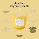 Large Scented Candle, Sicilian Lemon, 30Oz 3 Wick Huge Candle, Serene Collection Slow Burn Natural Soy Candles For Home Scented