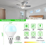 60W Equivalent LED Ceiling Fan Light Bulbs 10 Pack E12 Candelabra Small Base Daylight 5000K