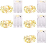 5 Pack Battery Operated Fairy Lights 7FT 20 LED Warm White String Lights with Timer Waterproof Silver Wire Firefly Lights for Wedding Party Christmas Decor