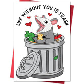 Funny Valentines Day Card,Valentines Day Cards Gifts For Him Her,Valentines Day Card For Husband Wife Boyfriend Girlfriend Fiance Fiancee Men Women With Cute Possum Trash Can Design