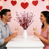 Valentine'S Day Decoration 6 Pcs 17-Inch Valentine'S Day Picks With Artificial Pink Red Heart Berry Branches For Wedding Anniversary Party And Table Centerpieces