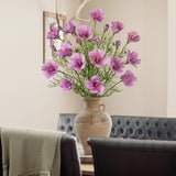 5Pcs Fake Flowers Sprays Purple Hibiscus Artificial Flowers 27 ½’’ Long Stems Realistic Silk Flowers Faux Bridal Bouquet For Home Décor Indoor Farmhouse Wedding Centerpieces Vase