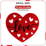 Valentines Day Bath Rug Heart Shaped Non Slip Mat Indoor Entryway Floor Rug For Entrance Outside Home Kitchen Living Room Bathroom Decor 23.6”X23.6”