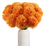 Artificial Flowers Silk Faux Ball Chrysanthemum, 12Pcs Fall Flowers Artificial Orange Flowers Faux Mums Bouquet For Autumn Home Decor, Fall Floral Arrangements, Thanksgiving Centerpiece (12, Orange)
